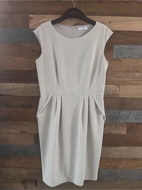 Calvin Klein Light Cream Midi Sheath Dress